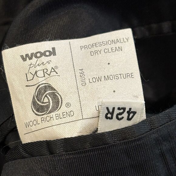 Tommy Hilfiger Black Wool Sport Jacket Suit Blazer Men's 42R Vintage - Picture 4 of 9